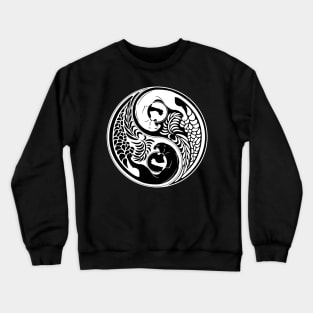 Yin Yang Wild Cat Black and White Tattoo Style Crewneck Sweatshirt